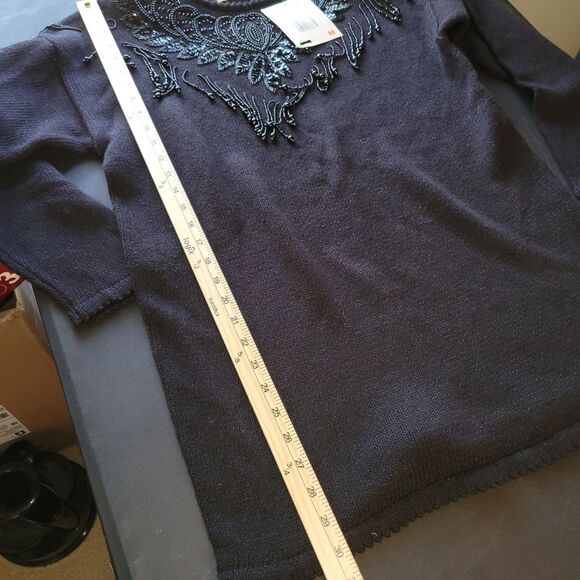 New Vintage Kathie Lee Beaded Sweater Medium - Picture 9 of 11